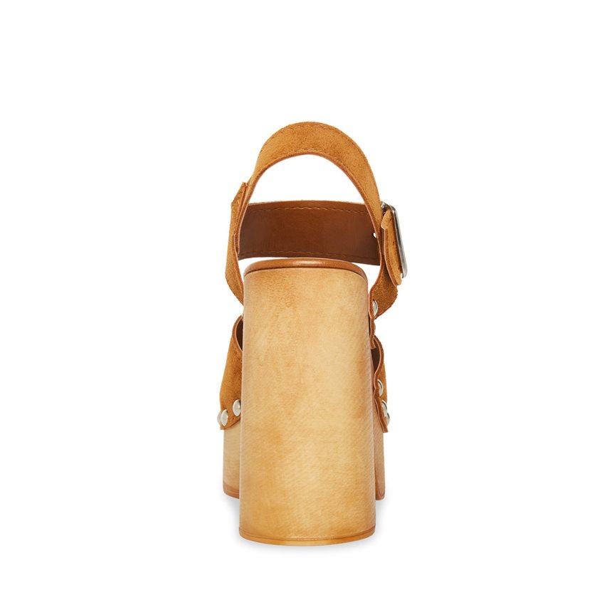 Sandalias de Plataforma Steve Madden Pammy Chestnut Gamuza Mujer Marrones | ES EM0SE9